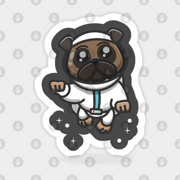 astronot pug dog in action Sticker by fflat hds